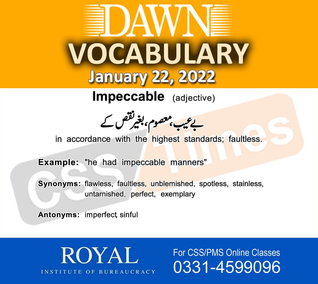 Daily DAWN News Vocabulary with Urdu Meaning (22 January 2022)