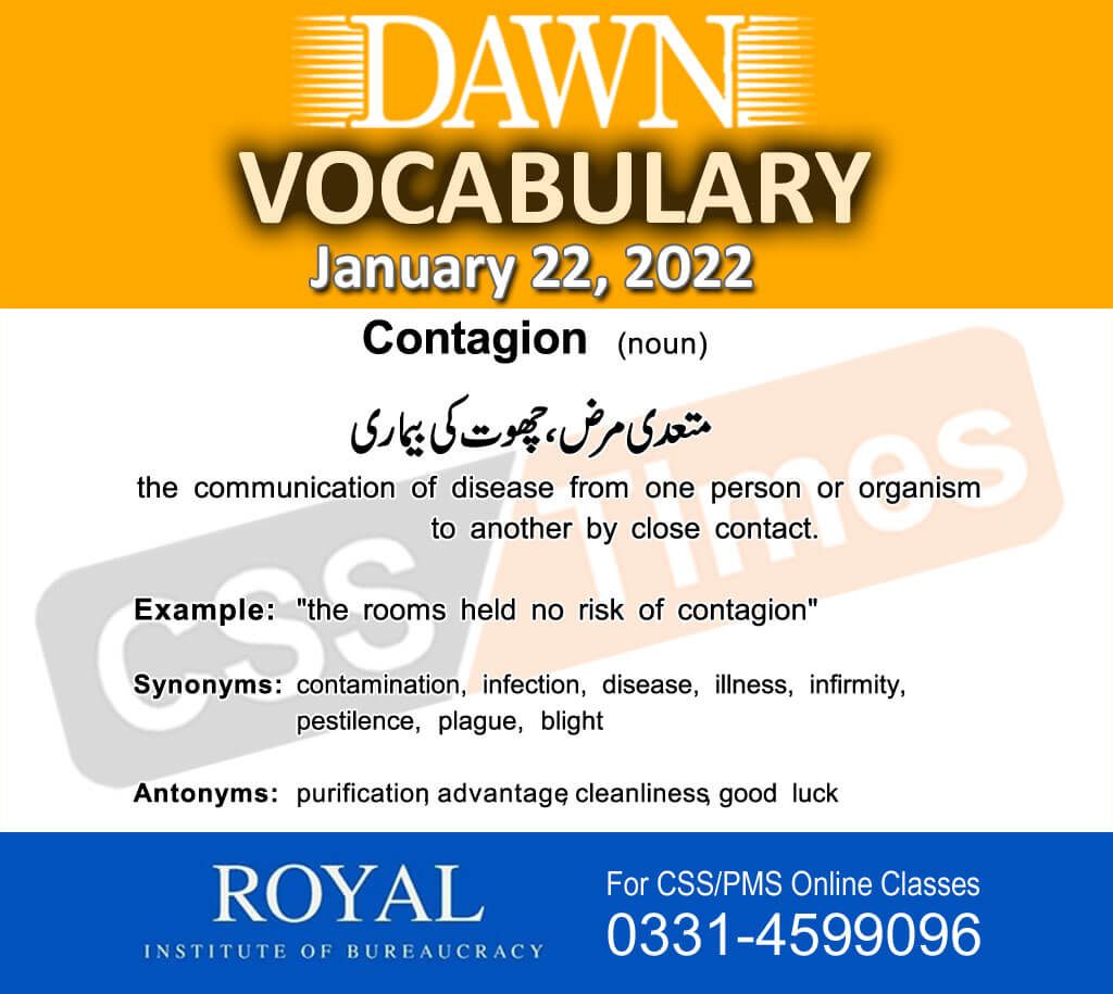 Daily DAWN News Vocabulary with Urdu Meaning (22 January 2022)