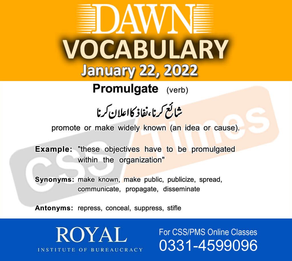 Daily DAWN News Vocabulary with Urdu Meaning (22 January 2022)