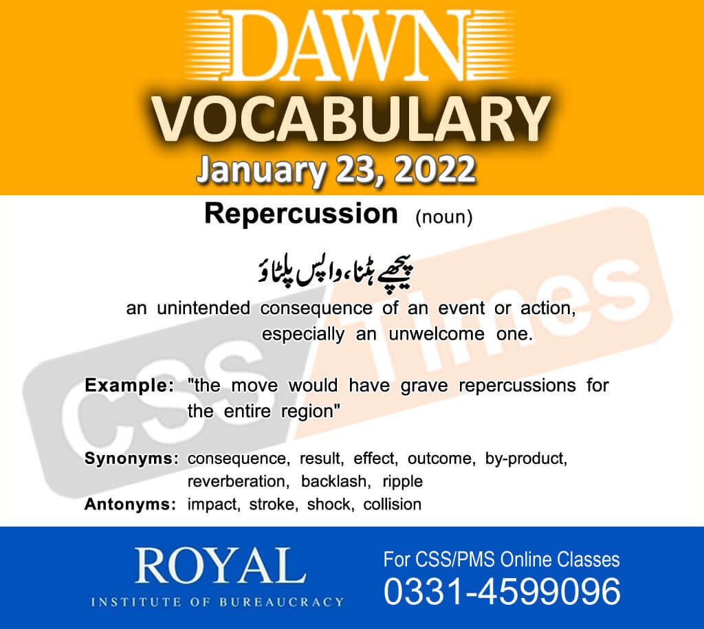 Daily DAWN News Vocabulary with Urdu Meaning (23 January 2022)
