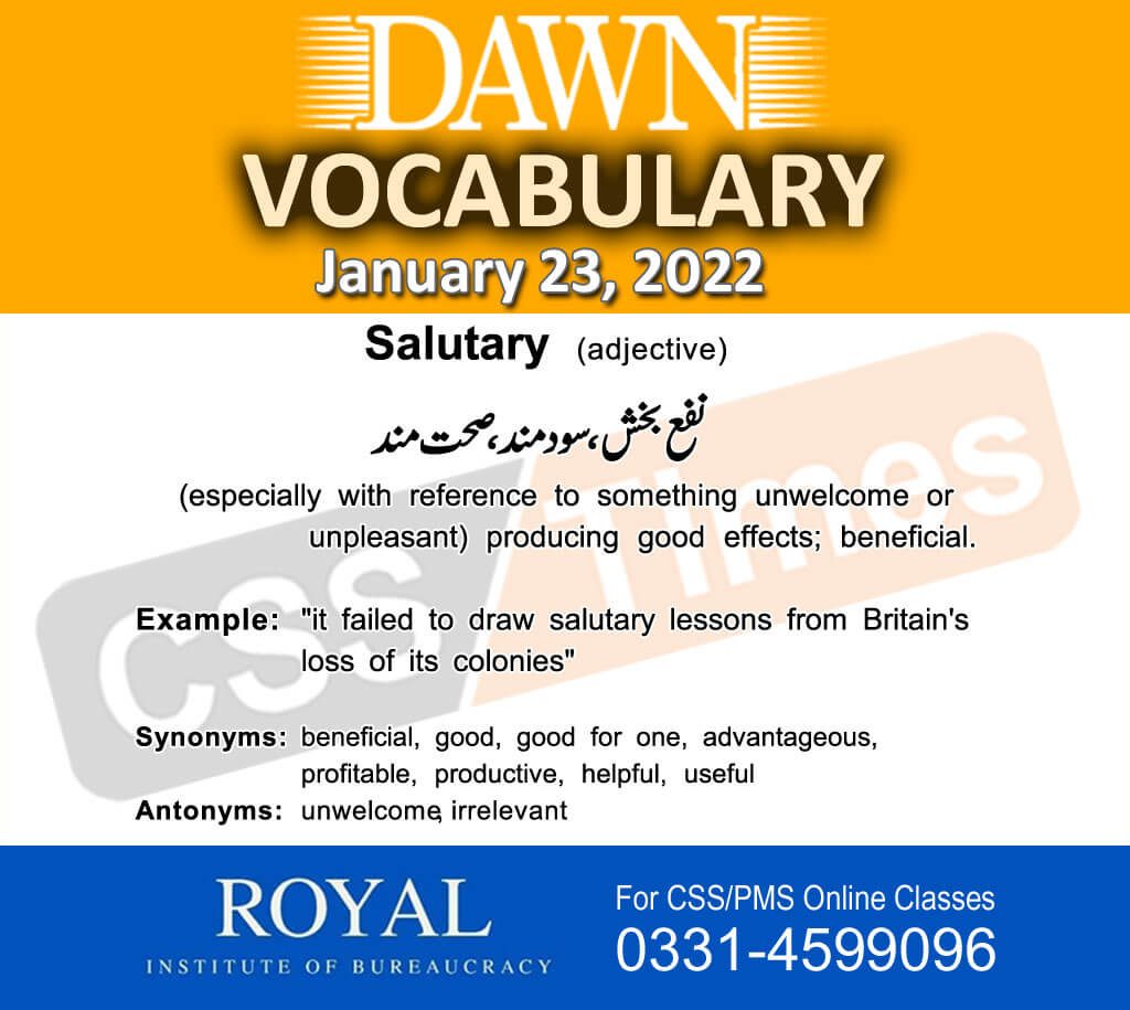 Daily DAWN News Vocabulary with Urdu Meaning (23 January 2022)