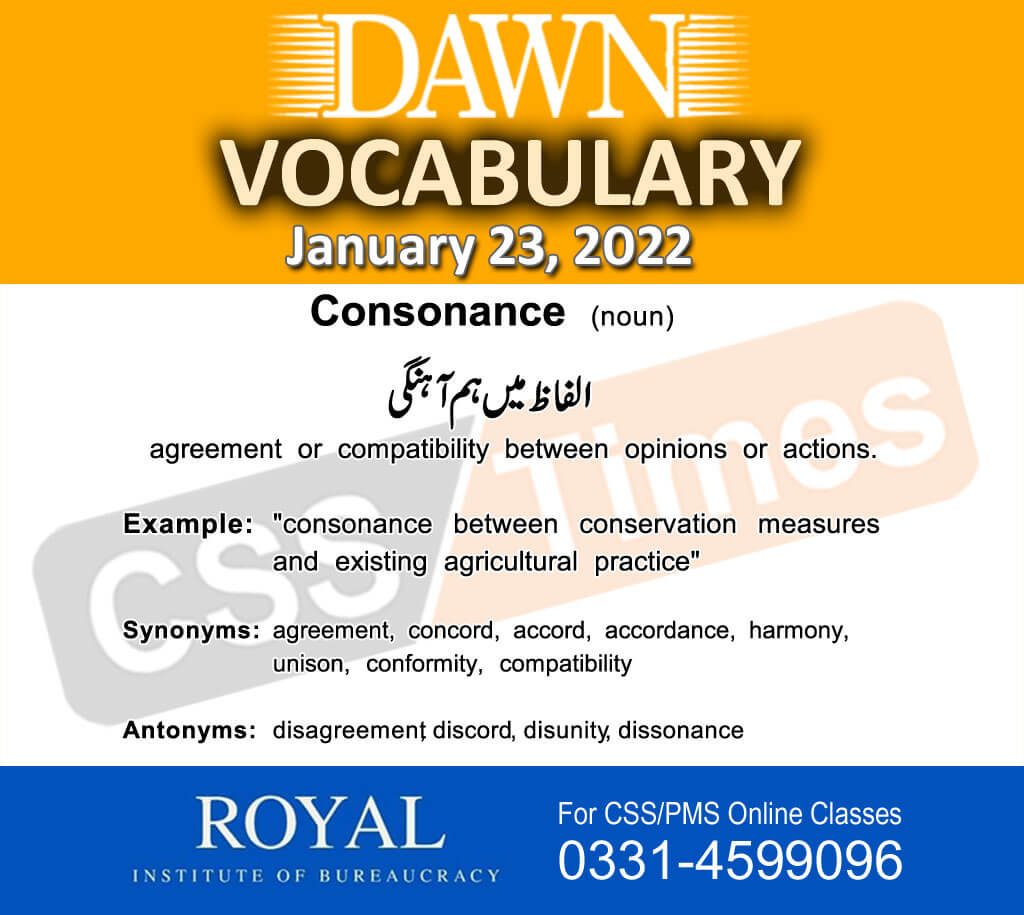 Daily DAWN News Vocabulary with Urdu Meaning (23 January 2022)