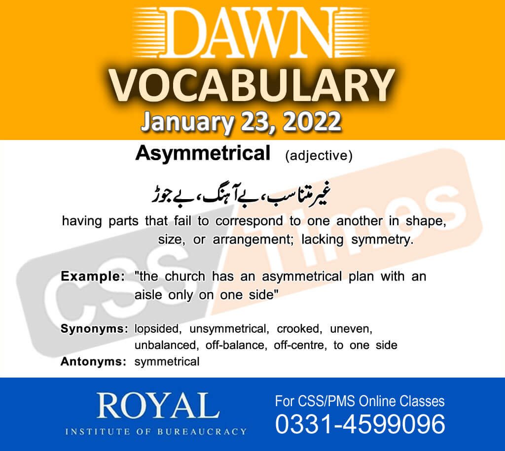 Daily DAWN News Vocabulary with Urdu Meaning (23 January 2022)