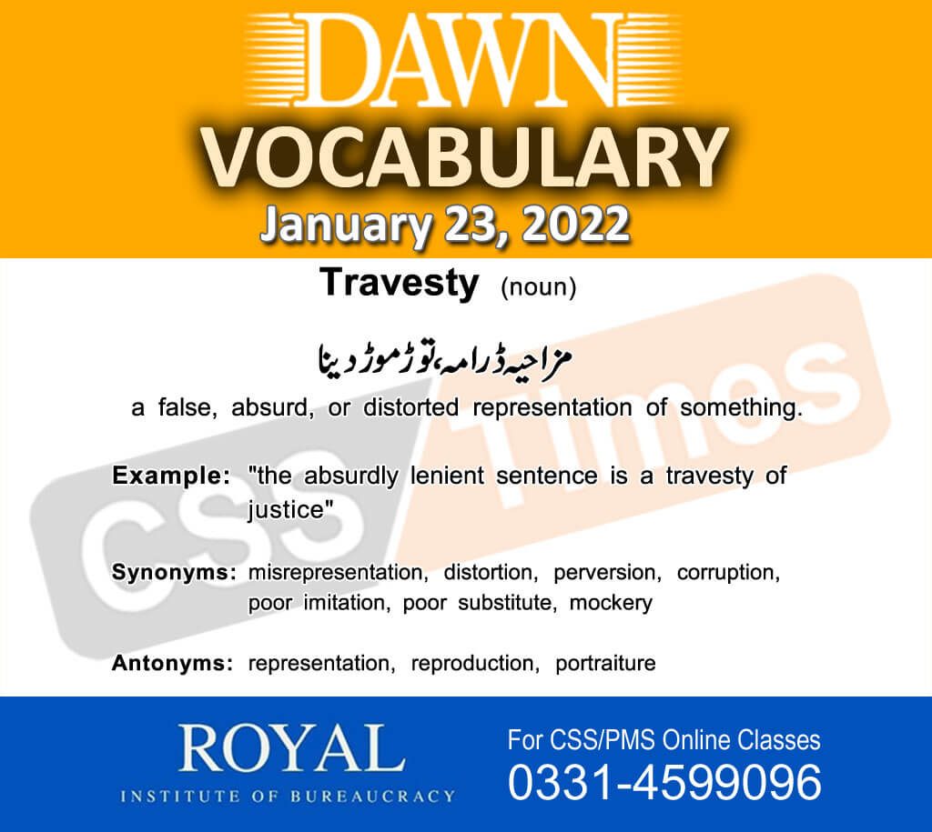 Daily DAWN News Vocabulary with Urdu Meaning (23 January 2022)