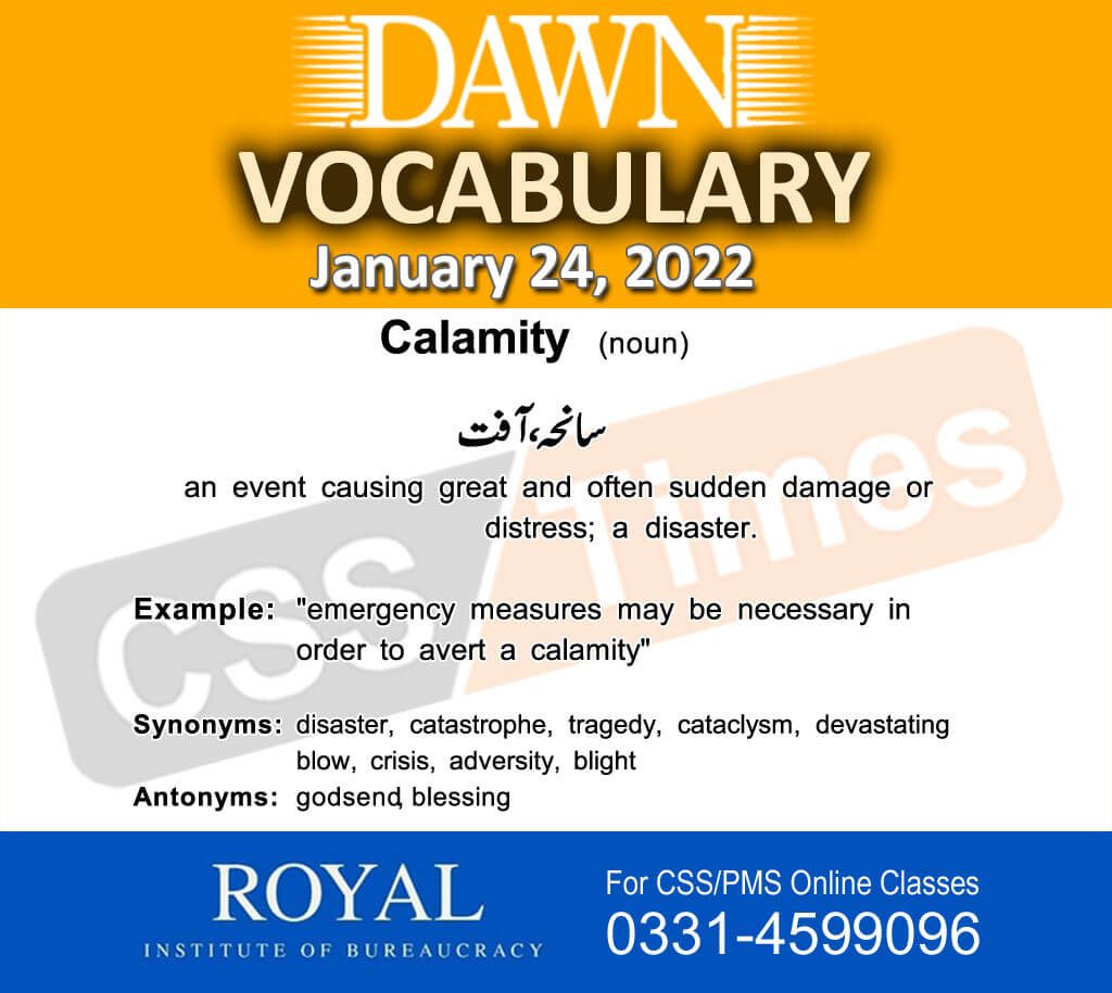 Daily DAWN News Vocabulary with Urdu Meaning (24 January 2022)