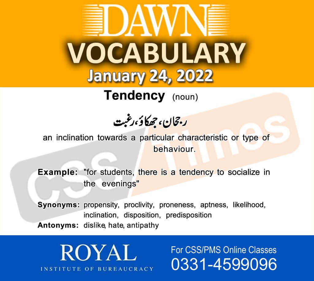 Daily DAWN News Vocabulary with Urdu Meaning (24 January 2022)