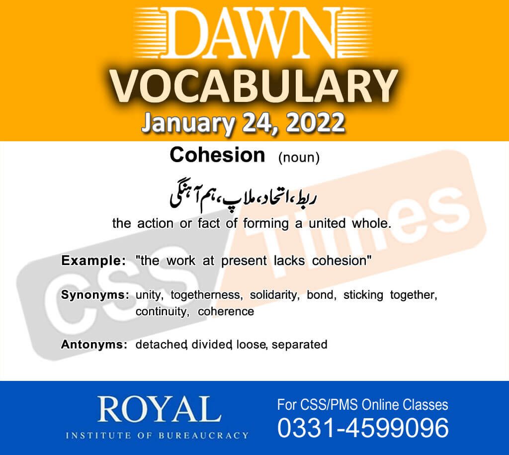 Daily DAWN News Vocabulary with Urdu Meaning (24 January 2022)