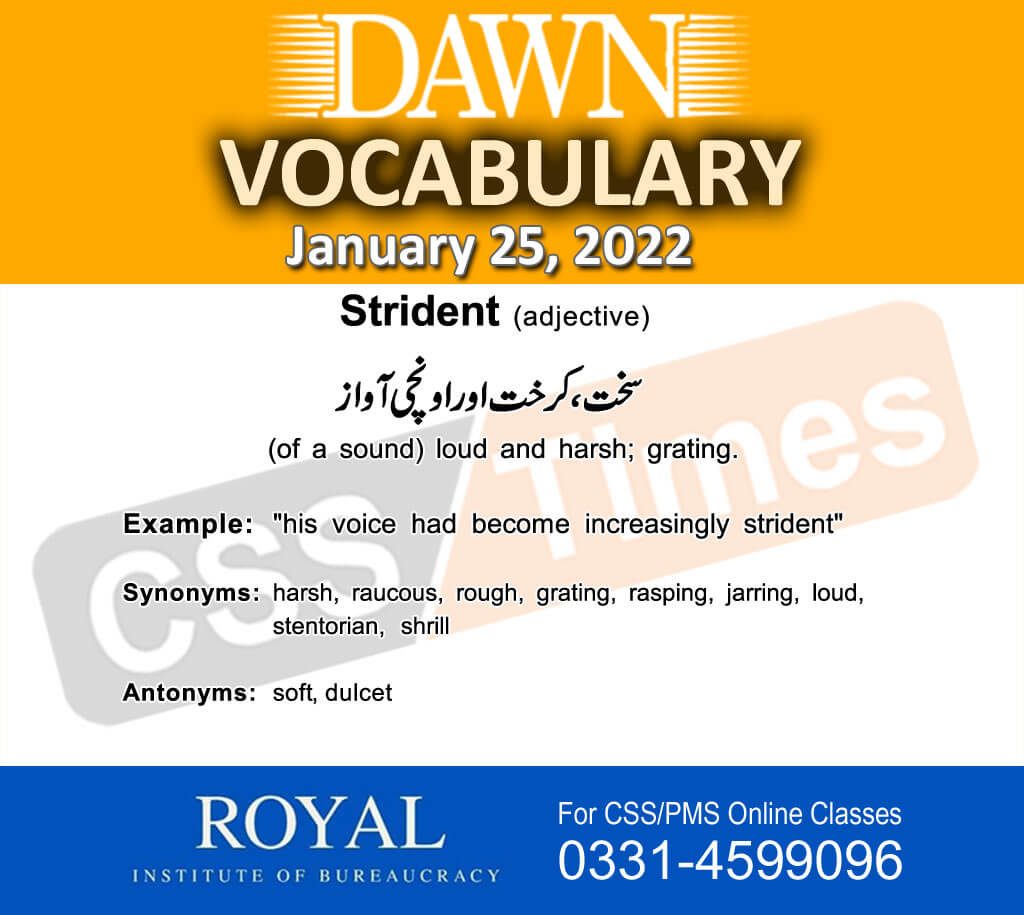 Daily DAWN News Vocabulary with Urdu Meaning (25 January 2022)