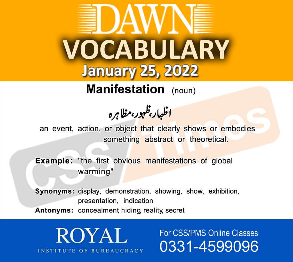 Daily DAWN News Vocabulary with Urdu Meaning (25 January 2022)