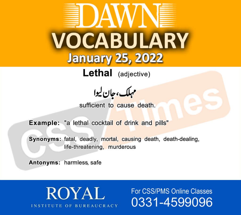Daily DAWN News Vocabulary with Urdu Meaning (25 January 2022)