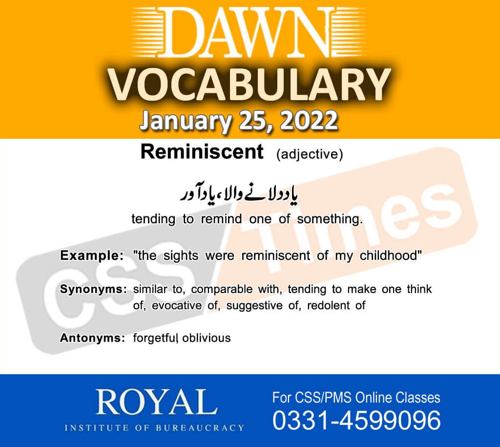 Daily DAWN News Vocabulary with Urdu Meaning (25 January 2022)