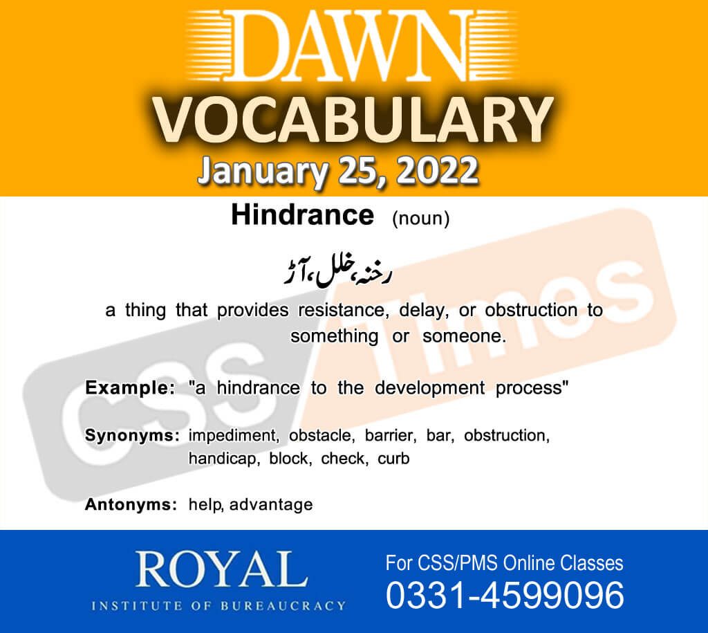 Daily DAWN News Vocabulary with Urdu Meaning (25 January 2022)