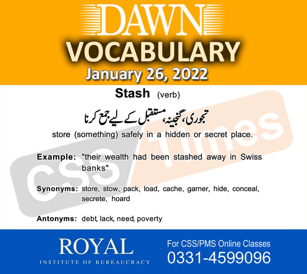 Daily DAWN News Vocabulary with Urdu Meaning (26 January 2022)