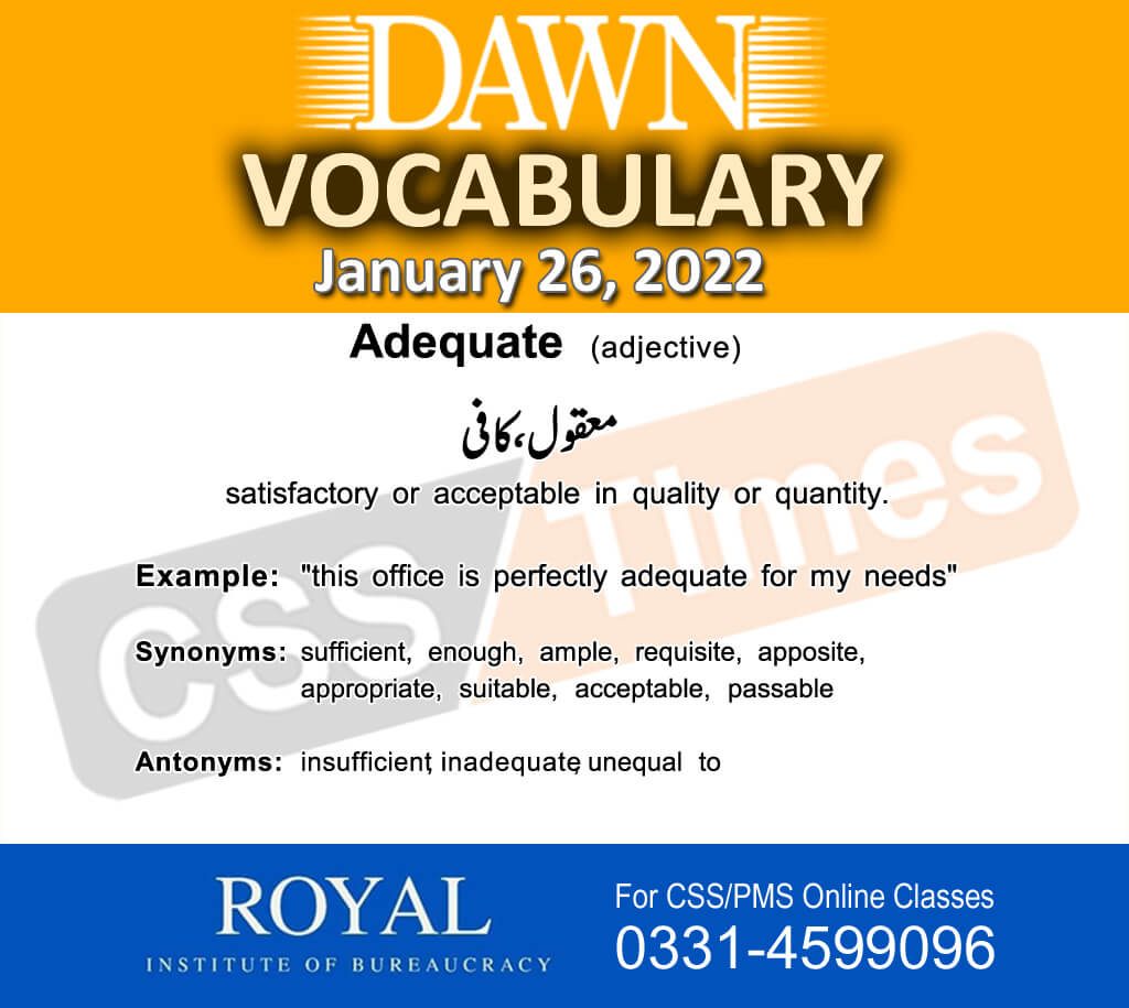 Daily DAWN News Vocabulary with Urdu Meaning (26 January 2022)