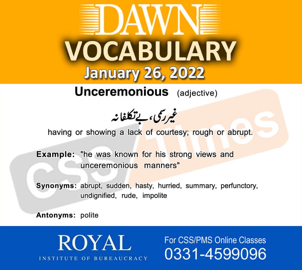 Daily DAWN News Vocabulary with Urdu Meaning (26 January 2022)