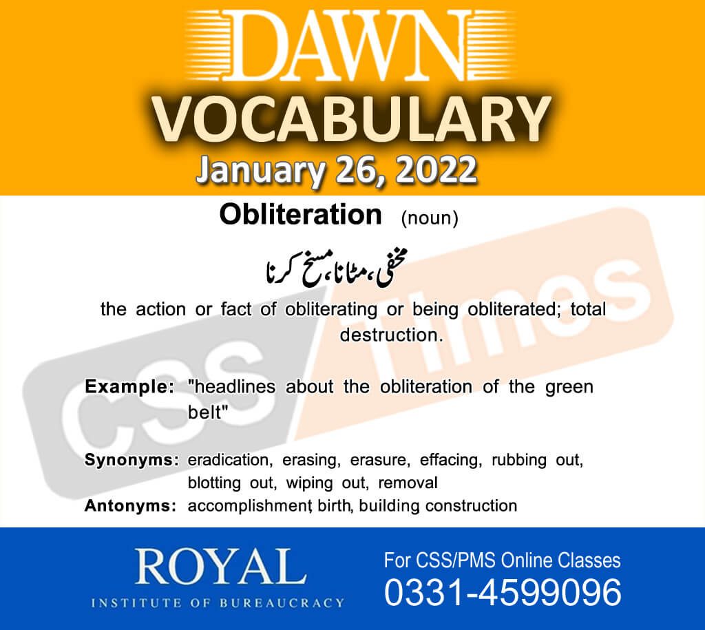 Daily DAWN News Vocabulary with Urdu Meaning (26 January 2022)