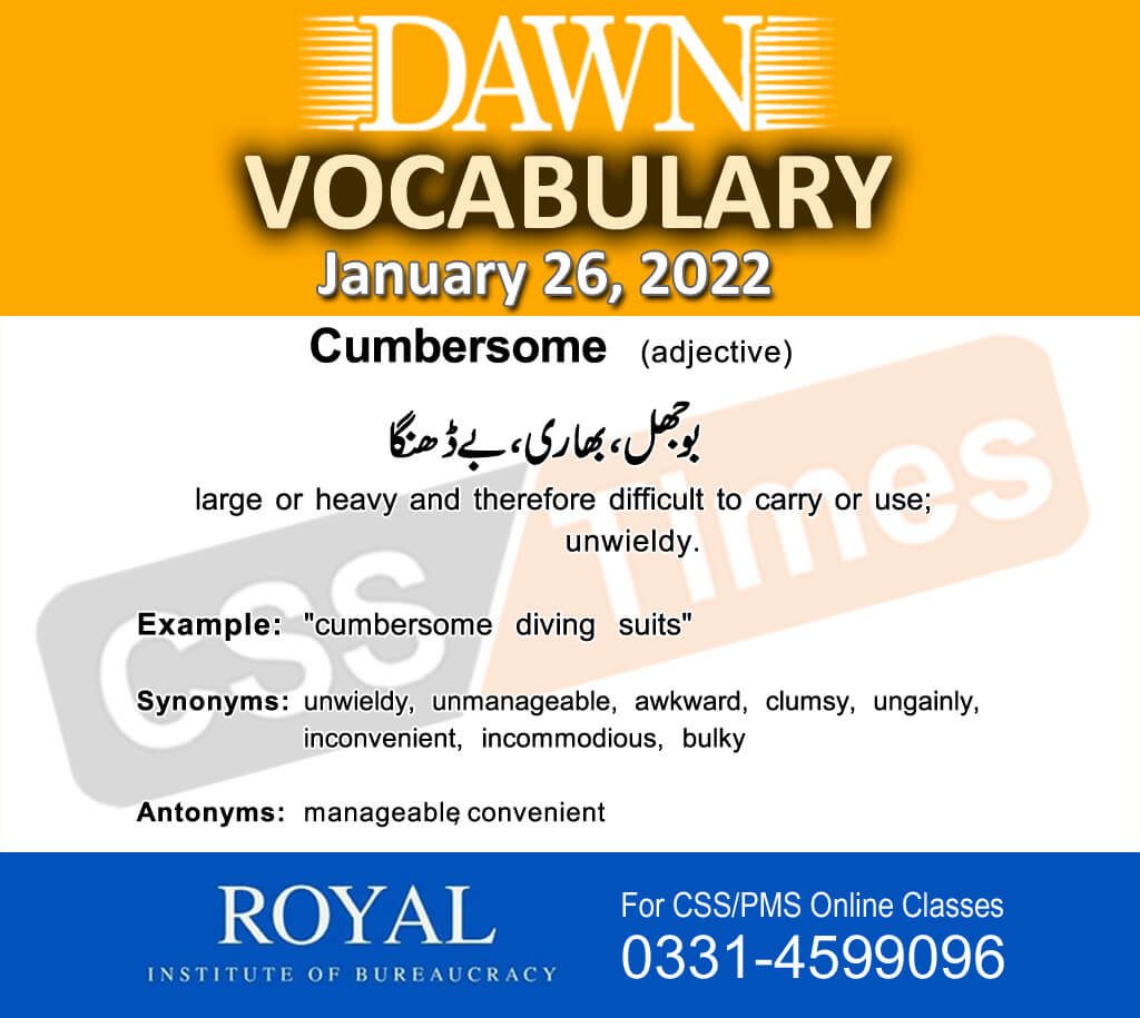 Daily DAWN News Vocabulary with Urdu Meaning (26 January 2022)