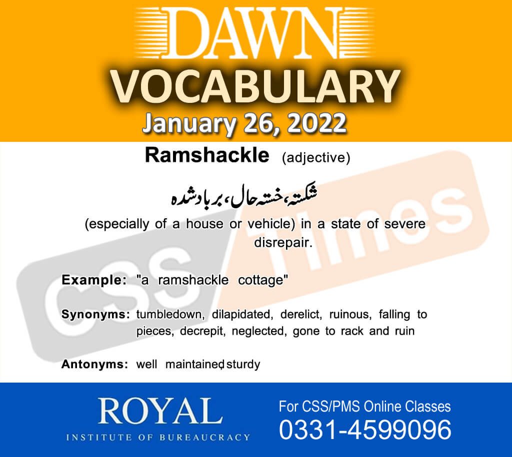Daily DAWN News Vocabulary with Urdu Meaning (26 January 2022)