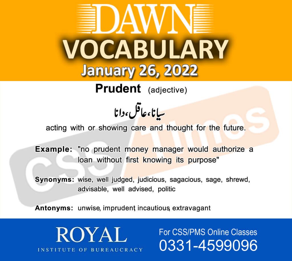 Daily DAWN News Vocabulary with Urdu Meaning (26 January 2022)