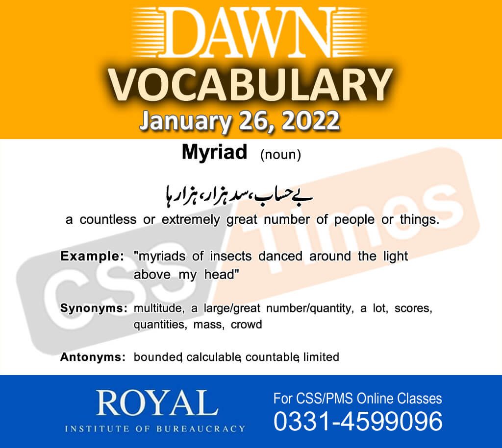 Daily DAWN News Vocabulary with Urdu Meaning (26 January 2022)