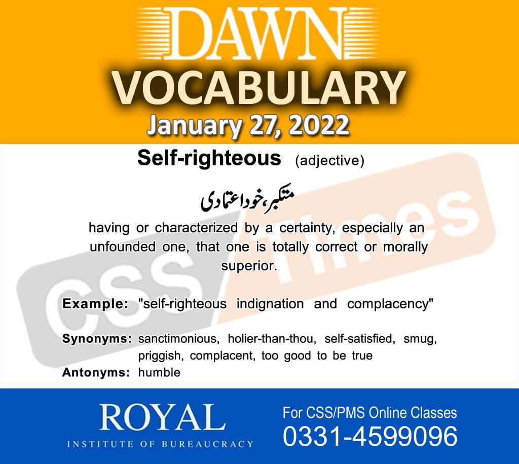 Daily DAWN News Vocabulary with Urdu Meaning (27 January 2022)