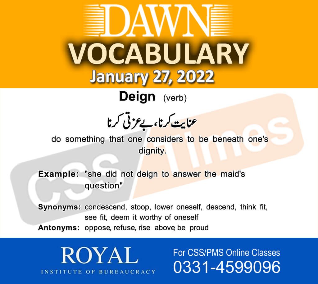 Daily DAWN News Vocabulary with Urdu Meaning (27 January 2022)