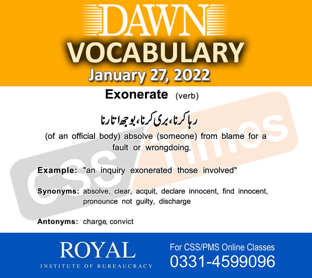 Daily DAWN News Vocabulary with Urdu Meaning (27 January 2022)