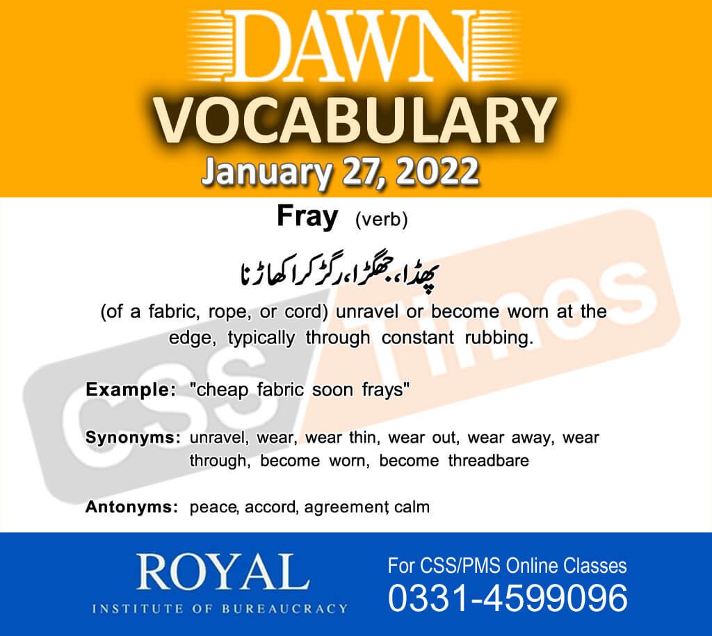 Daily DAWN News Vocabulary with Urdu Meaning (27 January 2022)