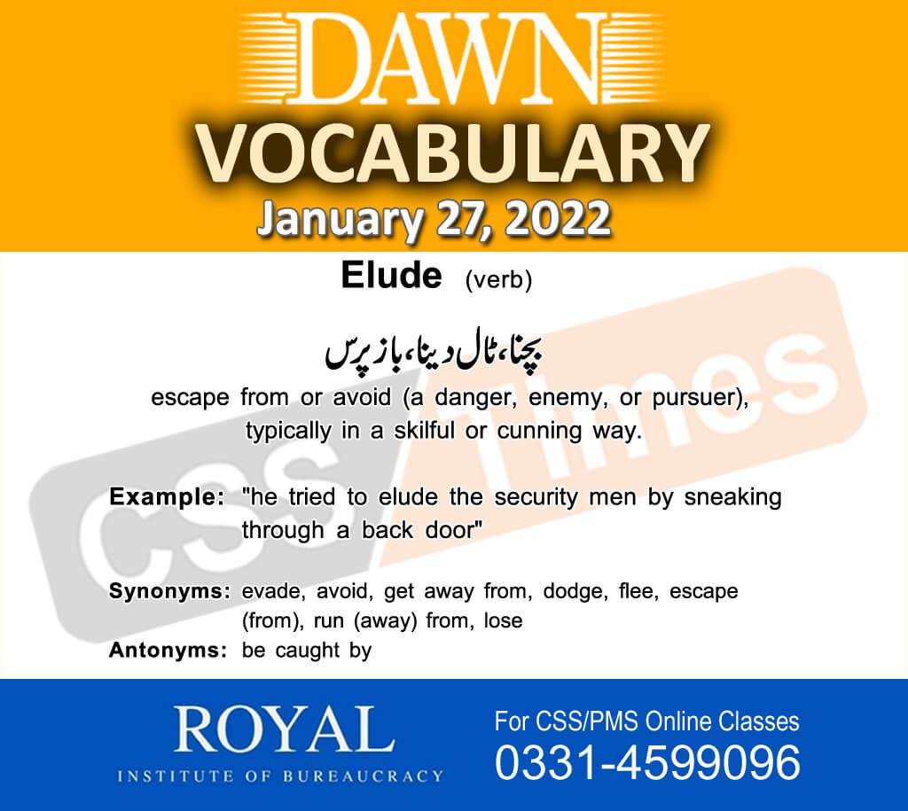 Daily DAWN News Vocabulary with Urdu Meaning (27 January 2022)