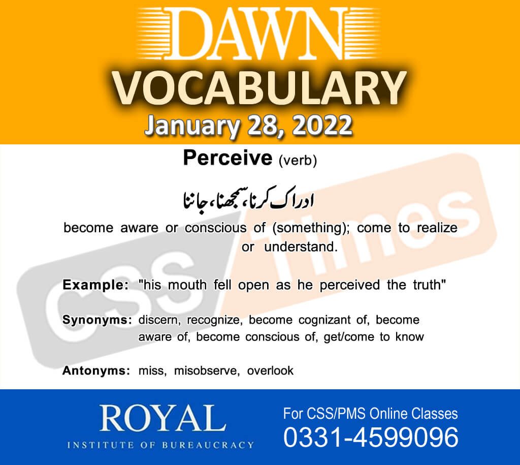 Daily DAWN News Vocabulary with Urdu Meaning (28 January 2022)