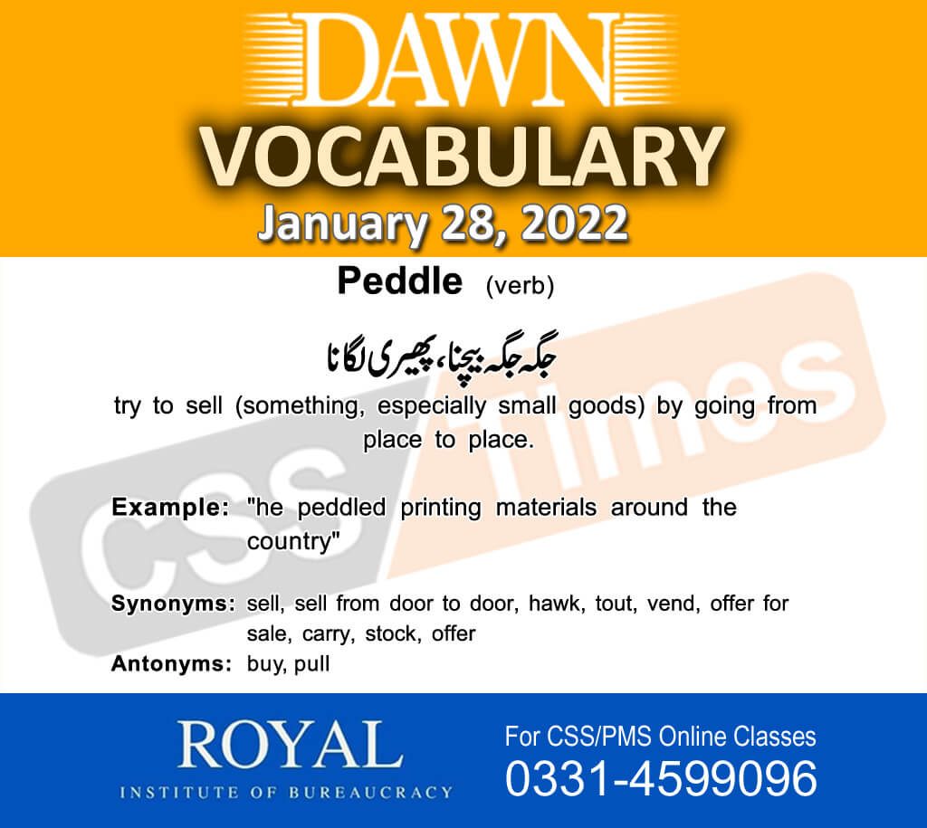 Daily DAWN News Vocabulary with Urdu Meaning (28 January 2022)