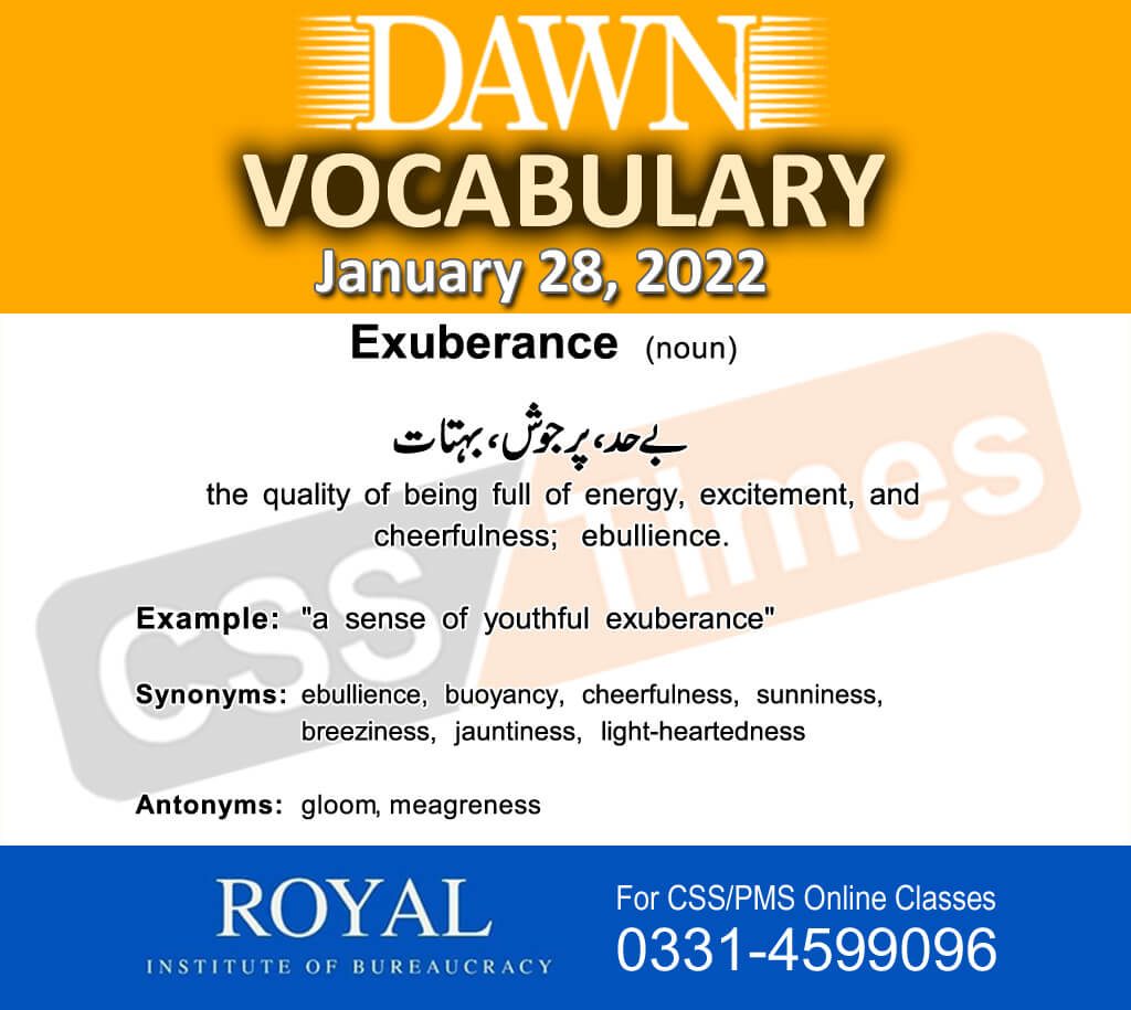 Daily DAWN News Vocabulary with Urdu Meaning (28 January 2022)