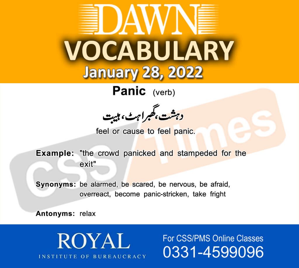 Daily DAWN News Vocabulary with Urdu Meaning (28 January 2022)