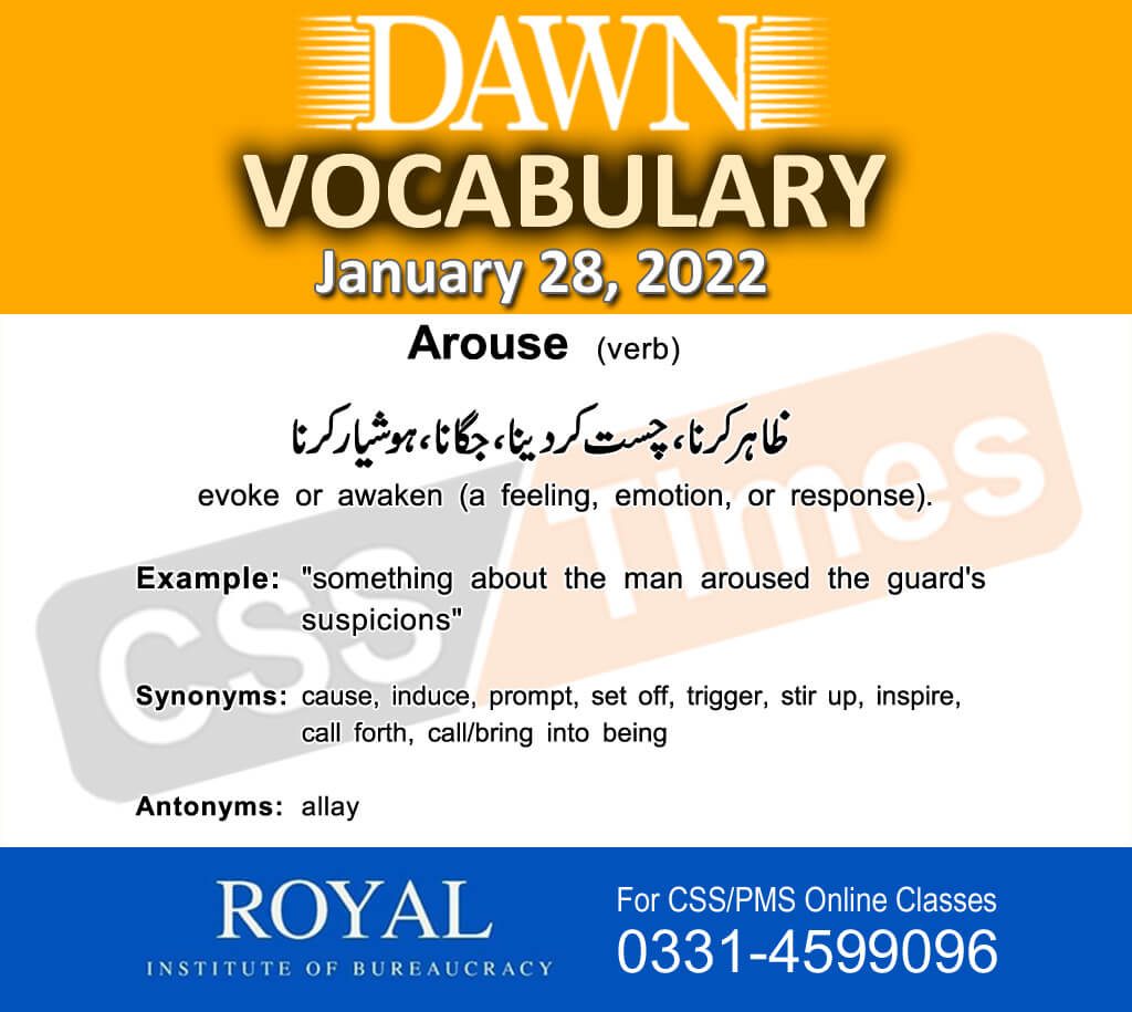 Daily DAWN News Vocabulary with Urdu Meaning (28 January 2022)