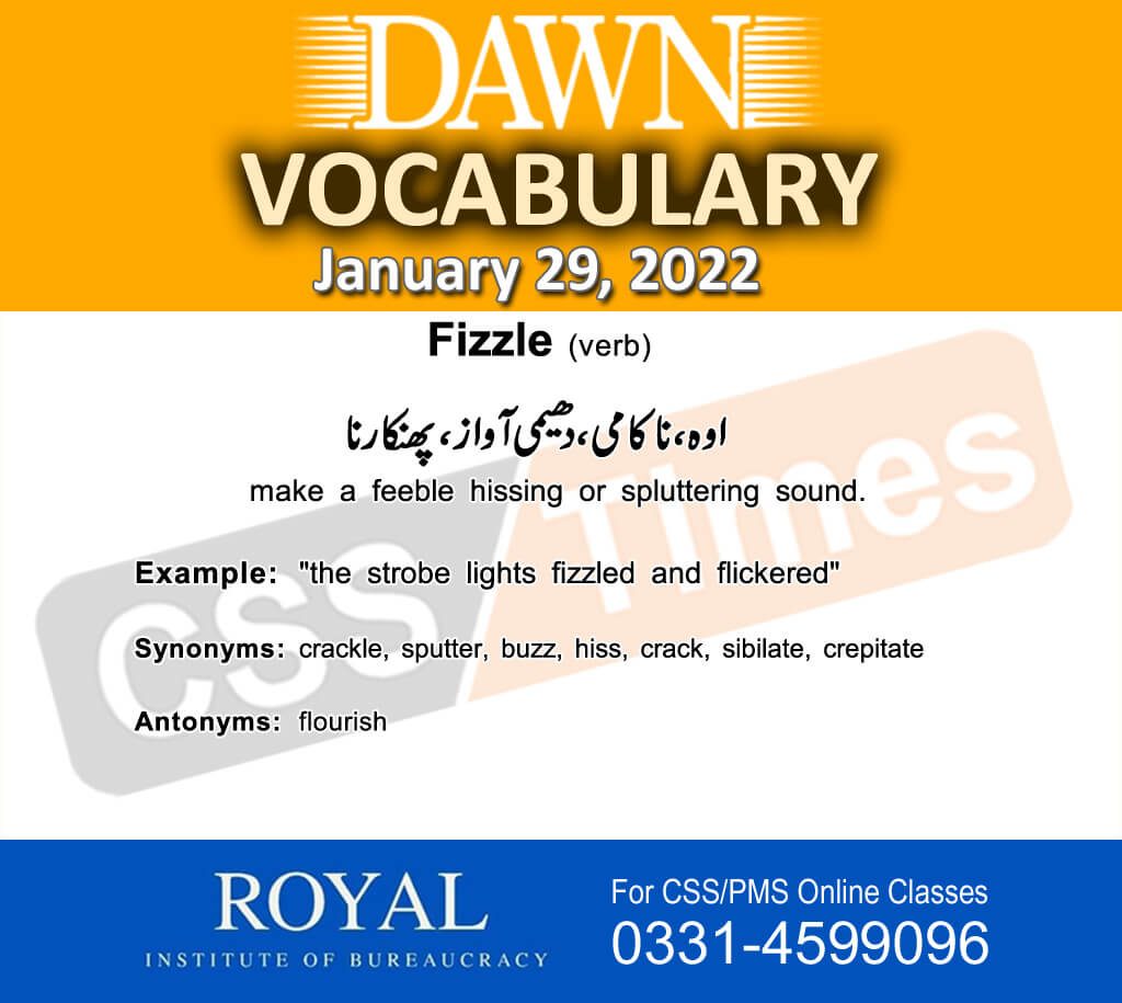 Daily DAWN News Vocabulary with Urdu Meaning (29 January 2022)