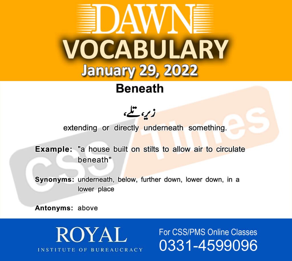 Daily DAWN News Vocabulary with Urdu Meaning (29 January 2022)