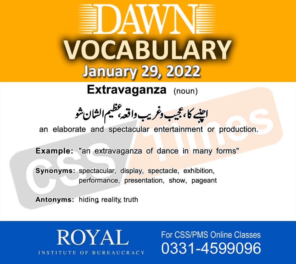 Daily DAWN News Vocabulary with Urdu Meaning (29 January 2022)