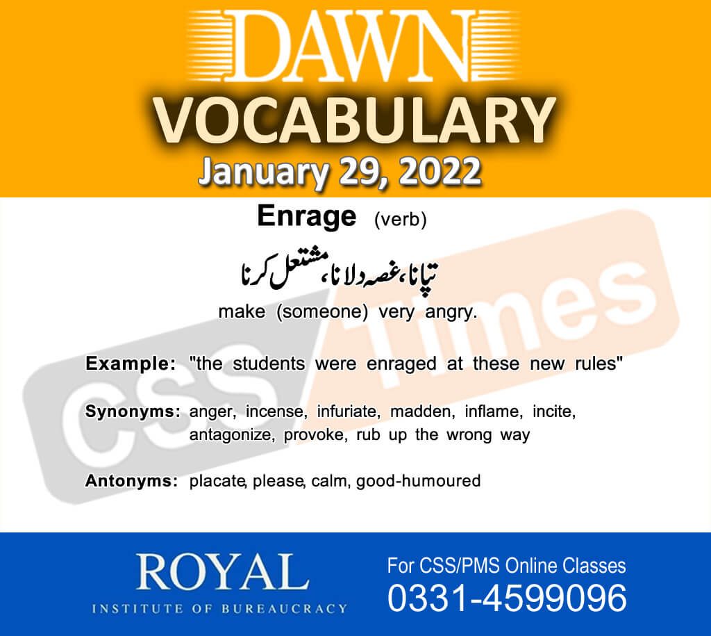 Daily DAWN News Vocabulary with Urdu Meaning (29 January 2022)