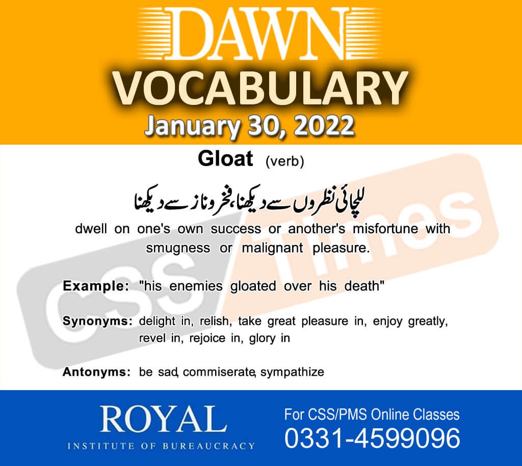 Daily DAWN News Vocabulary with Urdu Meaning (30 January 2022)