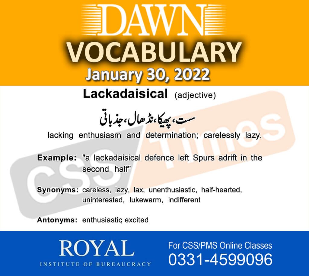 Daily DAWN News Vocabulary with Urdu Meaning (30 January 2022)