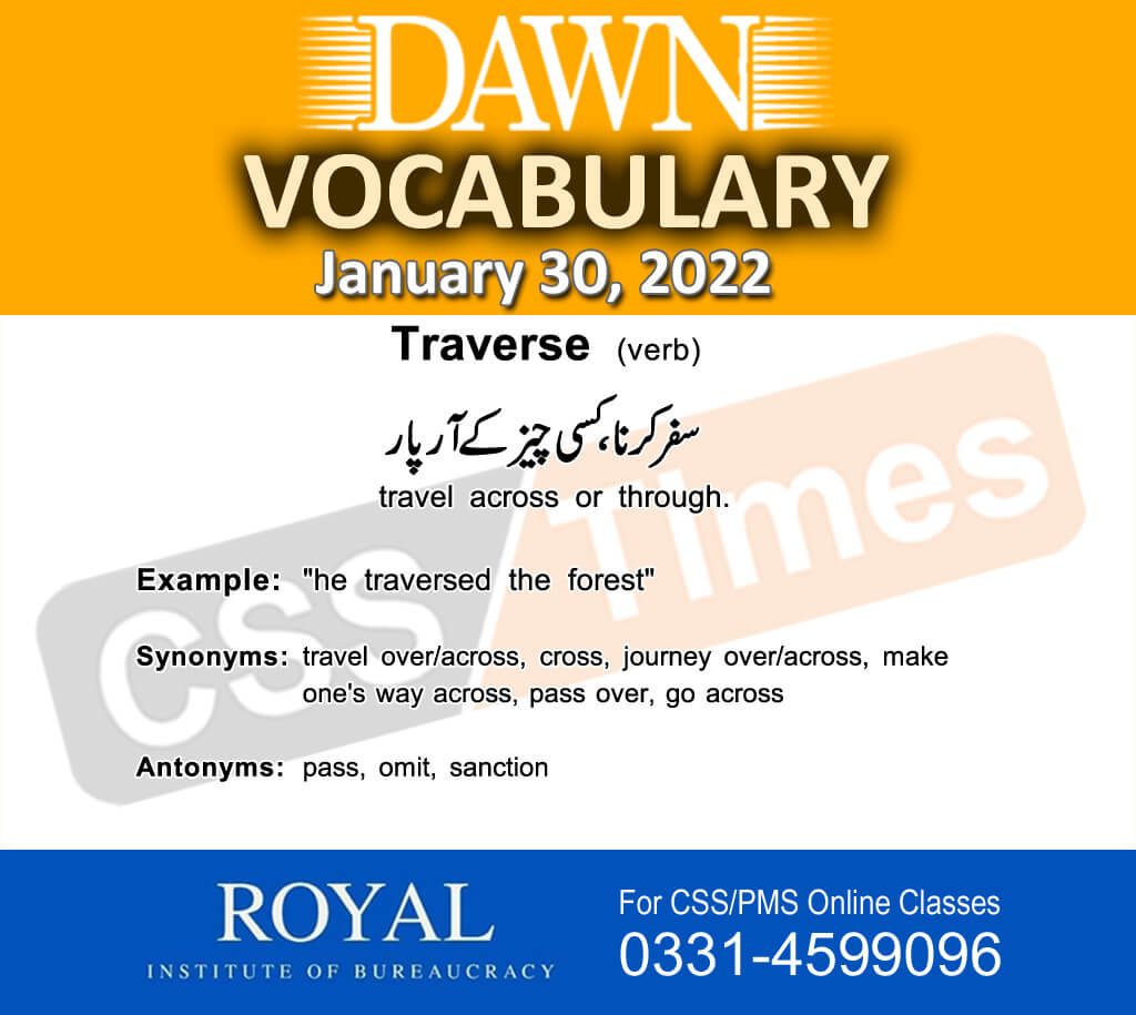 Daily DAWN News Vocabulary with Urdu Meaning (30 January 2022)