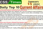 Daily Top-10 Current Affairs MCQs / News (January 15, 2022) for CSS, PMS