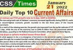 Daily Top-10 Current Affairs MCQs / News (January 21, 2022) for CSS, PMS