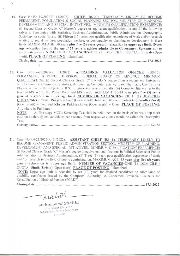 FPSC Jobs Advertisement