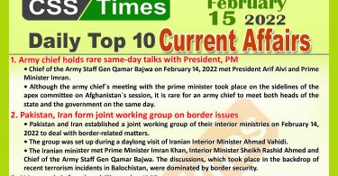 2022 Current Affairs MCQs, Current Affairs MCQs, DAILY TOP 10 CURRENT AFFAIRS