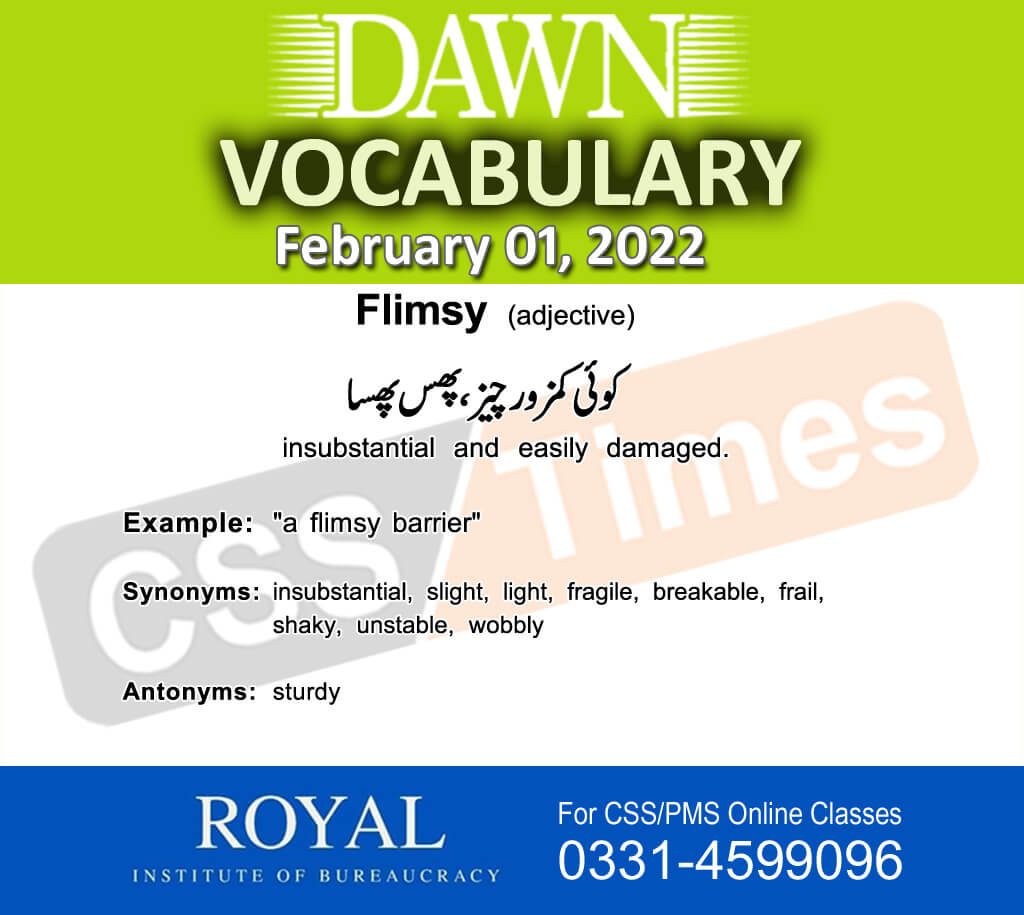 Daily DAWN News Vocabulary with Urdu Meaning (01 February 2022)