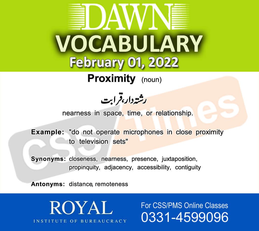 Daily DAWN News Vocabulary with Urdu Meaning (01 February 2022)