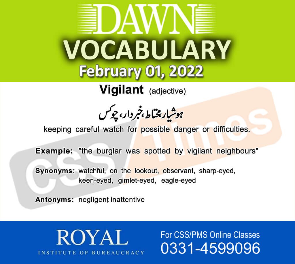 Daily DAWN News Vocabulary with Urdu Meaning (01 February 2022)