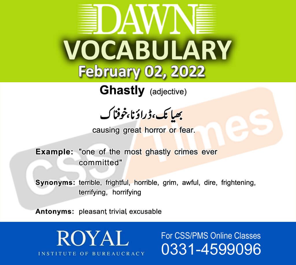 Daily DAWN News Vocabulary with Urdu Meaning (02 February 2022)