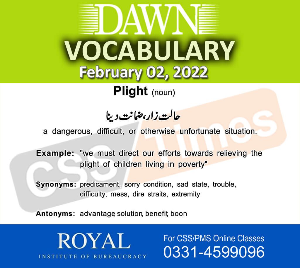 Daily DAWN News Vocabulary with Urdu Meaning (02 February 2022)